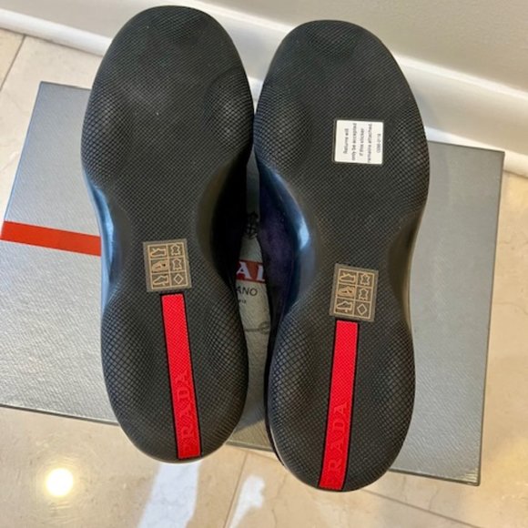 PRADA CALZATURE DONNA NAVY SUEDE TOGGLE LOAFERS DRIVERS SIZE 36 BRAND NEW - Picture 10 of 12